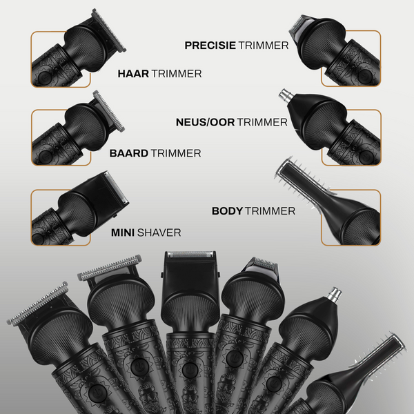 SANSBEAUTÉ® 6-in-1 BAARDTRIMMER MET OPBERGSTANDAARD - ZWART