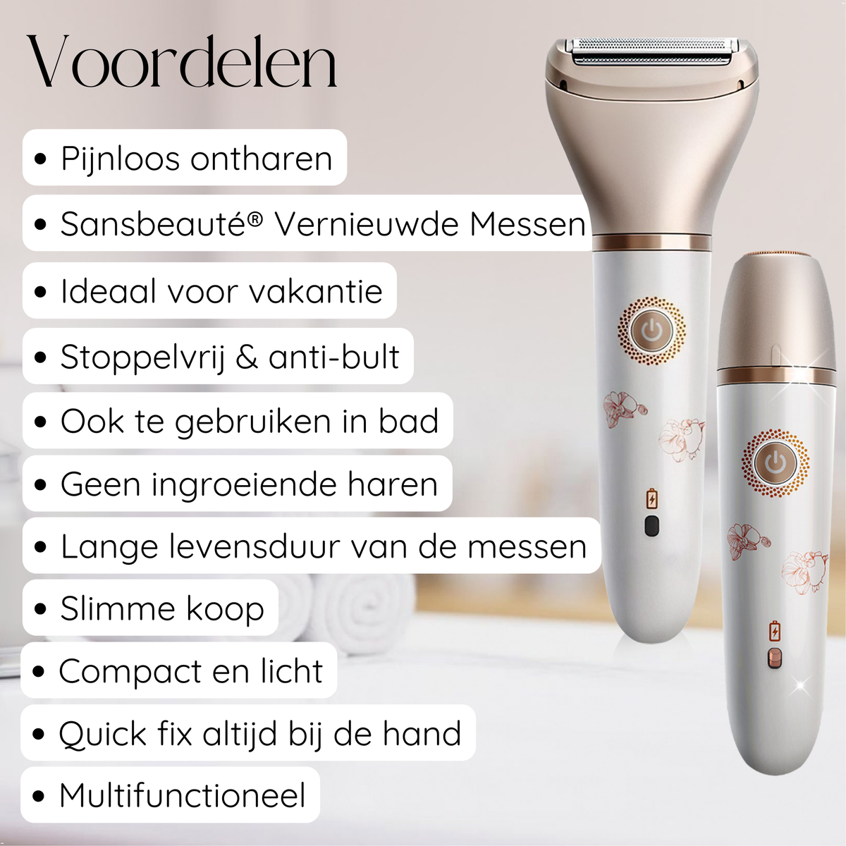 Sansbeaute® 2 in 1 Ladyshave + 2 zusätzliche Scherköpfe