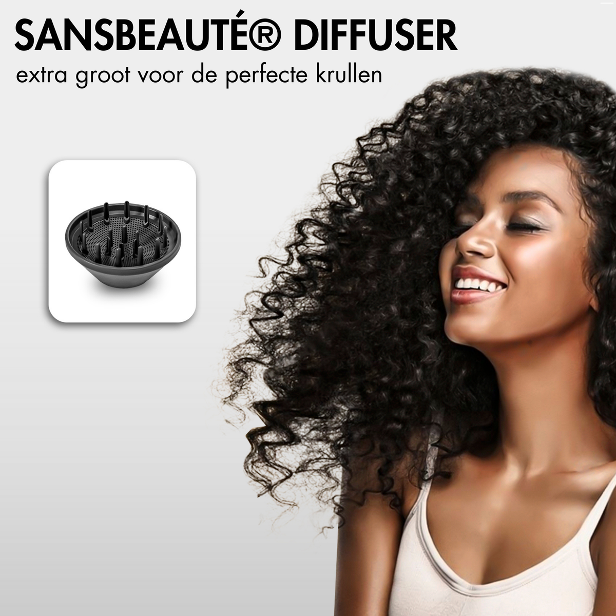 SANSBEAUTÉ® Föhn mit Diffusor – klassisches Weiß