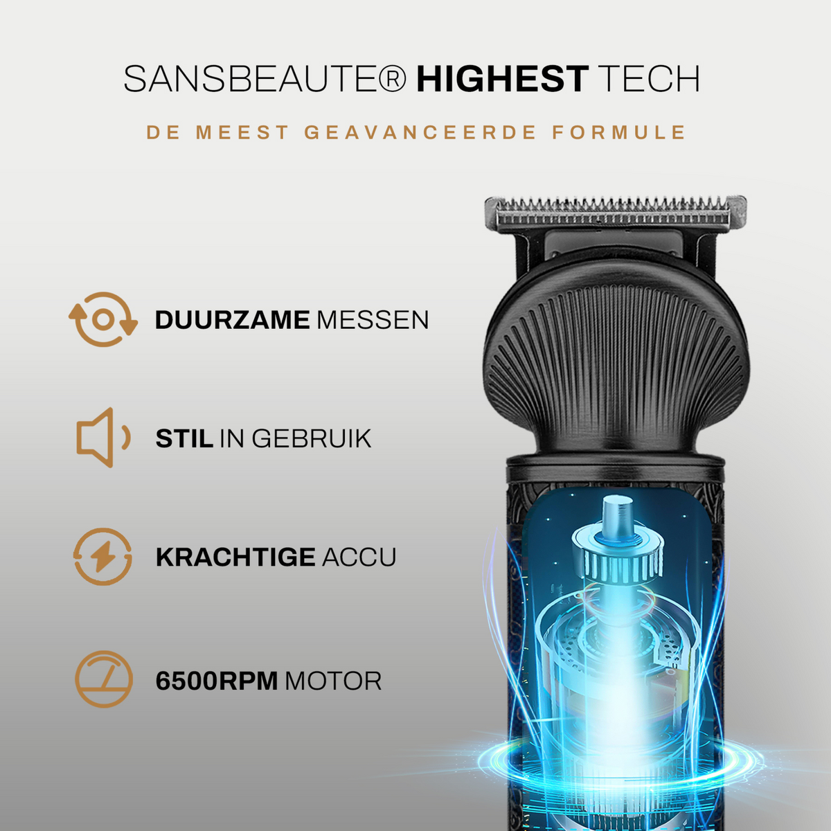 SANSBEAUTÉ® 6-in-1 BAARDTRIMMER MET OPBERGSTANDAARD - ZWART