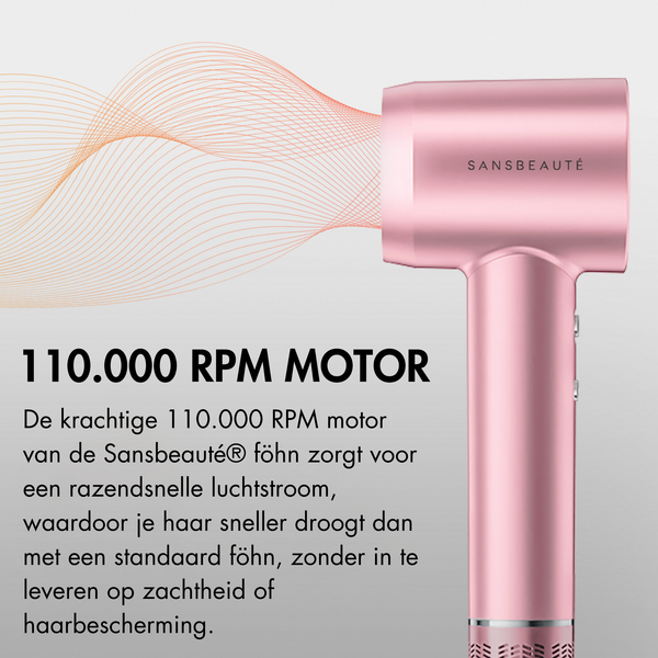 SANSBEAUTÉ® Föhn mit Diffusor – klassisches Rosa