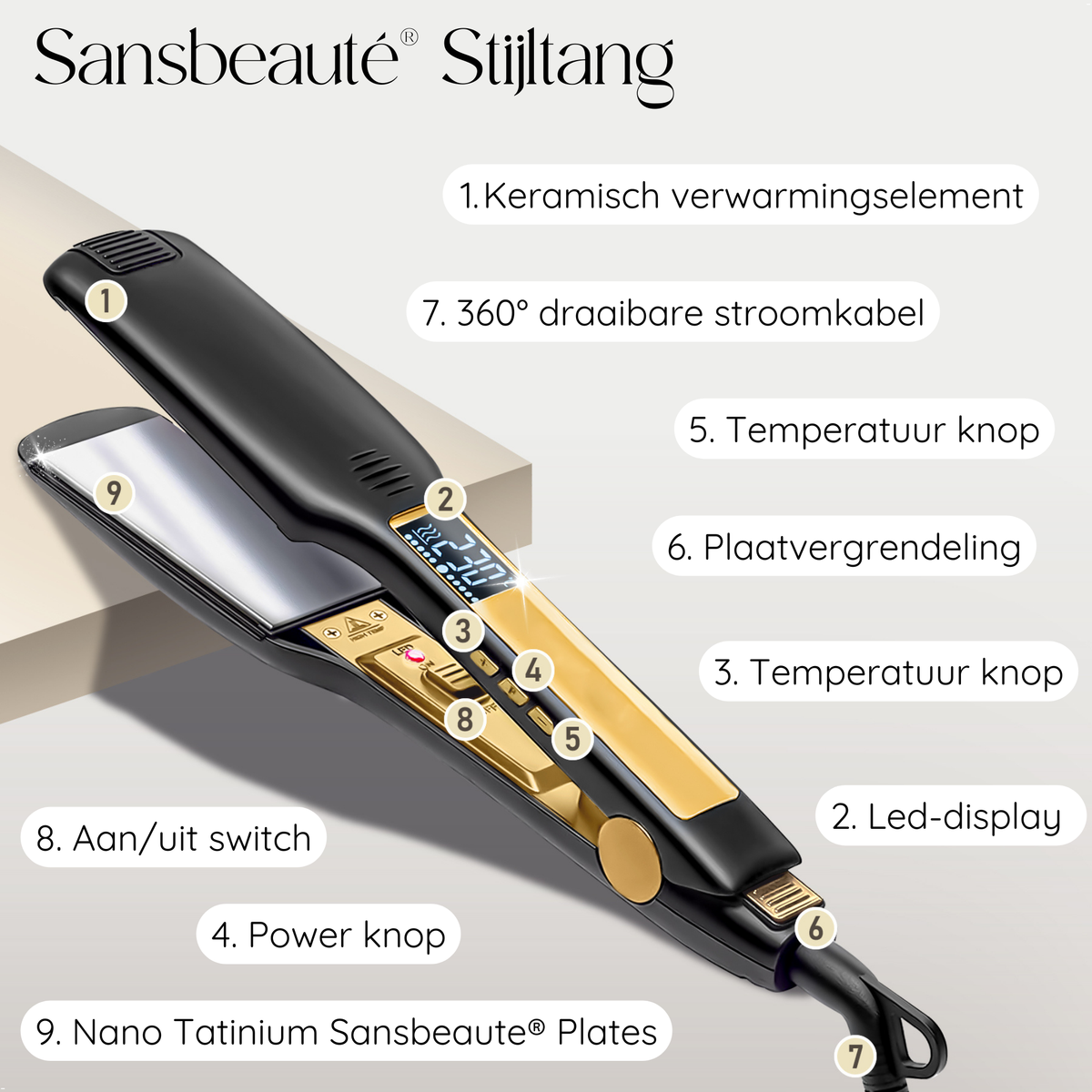 SANSBEAUTÉ® STIJLTANG - CLASSIC BLACK