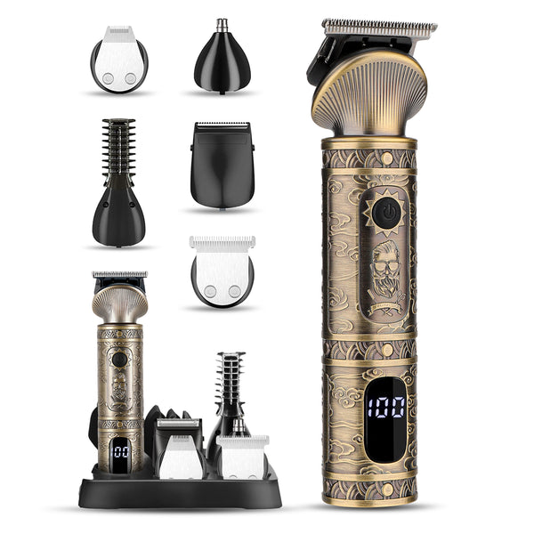 SANSBEAUTÉ® 6-in-1 BEARD TRIMMER WITH STORAGE STAND - GOLD